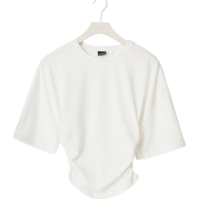 Gina Tricot-Soft touch ruched tee-toppar-Vit-XXS-Dam