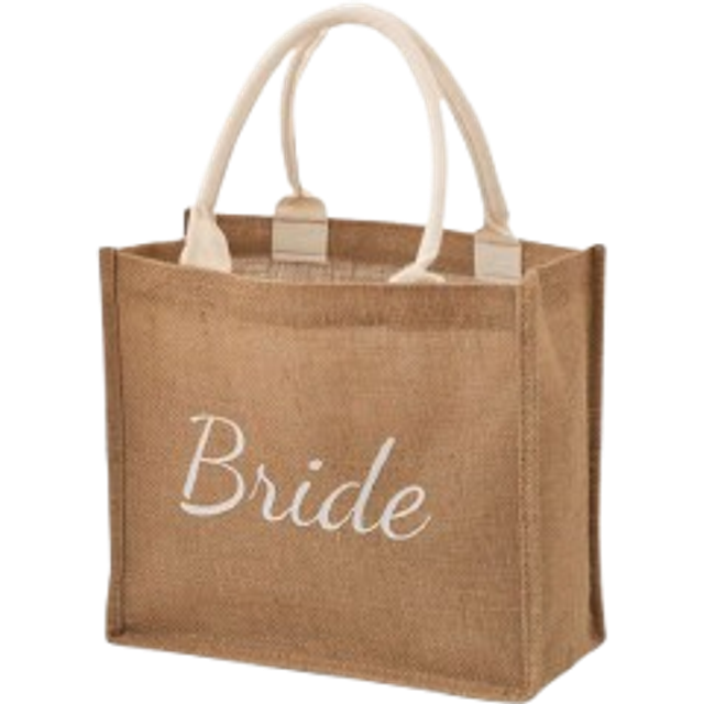 SHEIN 1PC Jute/Burlap Tote Bags Soft Handles Laminated Interior,Wedding / Engagement / Honeymoon / Anniversary / Wife Gift Bride Burlap Tote Bag, Team Bride