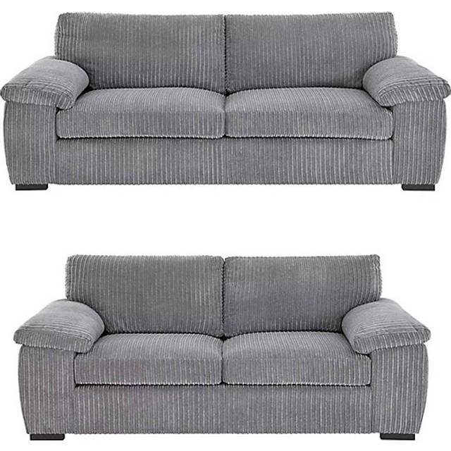 Capri Jumbo Cord Sofa, 3+2 - Grey - One Size