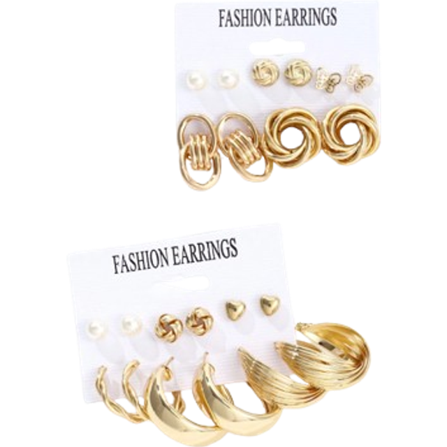 SHEIN 22pcs Simple Metallic Geometric Stud Earrings Set For Women, Suitable For Vacation, Date, Gift And Daily Wear