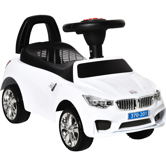 HOMCOM Kids Car Kides Ride on Push Car, 4-in-1, Foot-to-Floor with Anti-Overturning System & Under-seat Storage, White Aosom UK