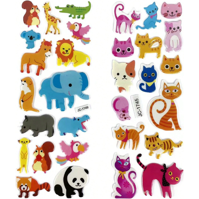 SHEIN 5 Sheets/Pack 3D Puffy Stickers Various Funny Cartoon Animal Fish Zoo Stickers For Craft Reward Scrapbooking Educational Toys(All Accessories Are In R