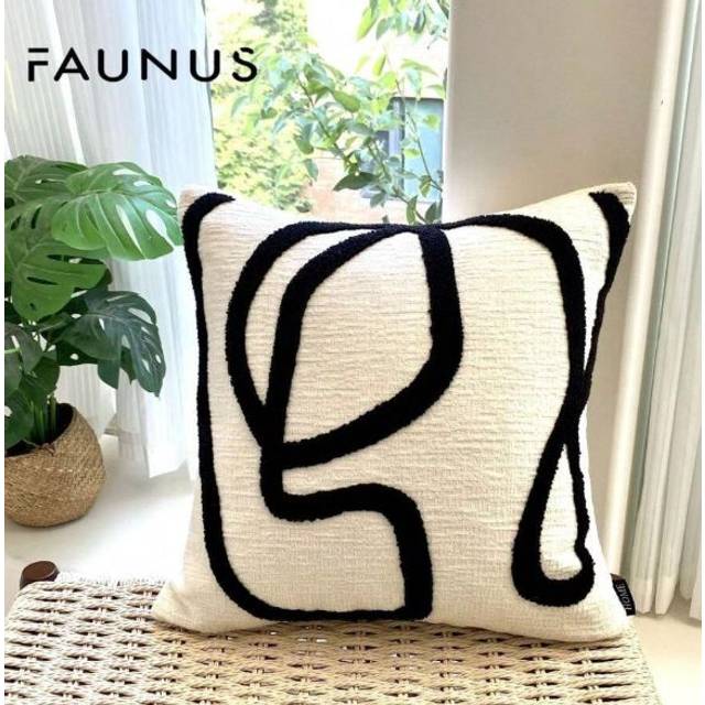 SHEIN 1pc Striped Chenille Fabric Embroidered Decorative Pillow Cover, Nordic Ins Style Minimalist Decor, Suitable For Bedroom, Living Room, Sofa, Outdoor,