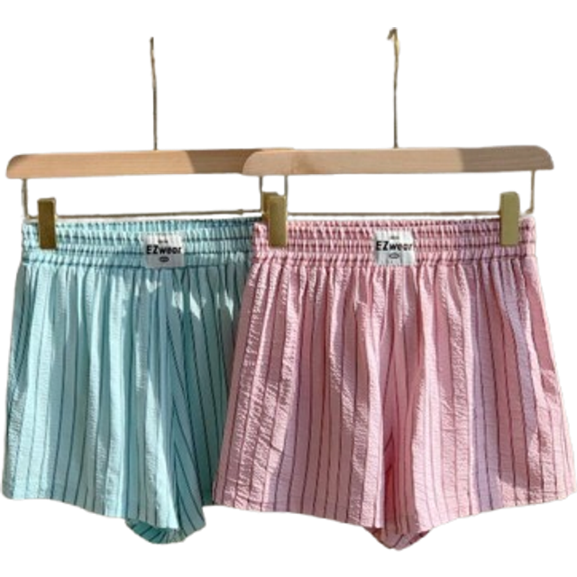 Comfortcana Women&#39;s New Simple Daily Striped Shorts 2 Packs