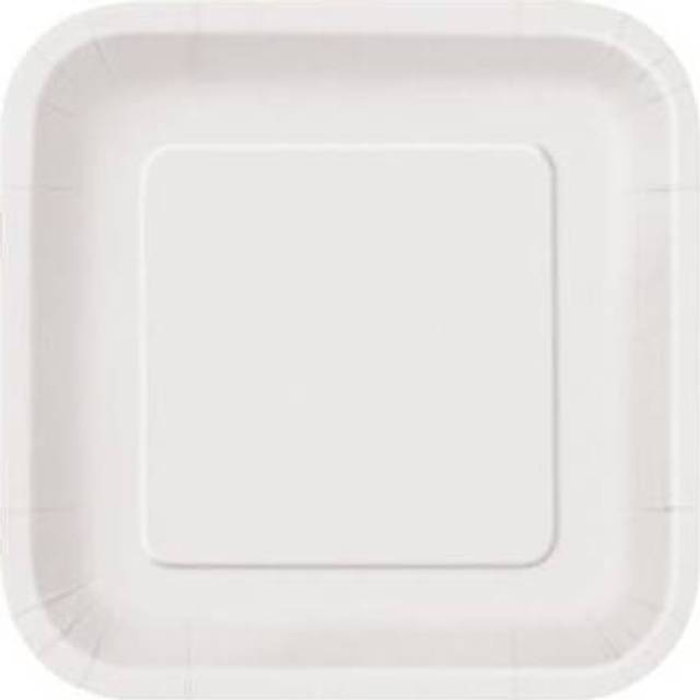 "16 White Square 7"" Plates"