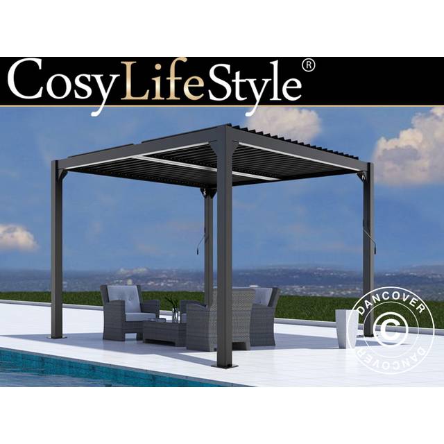 Dancover - Bioclimatic pergola gazebo San Pablo, 4x4 m, Black