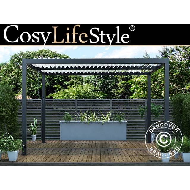 Dancover - Bioclimatic pergola gazebo San Pablo, 3x4 m, Black/White
