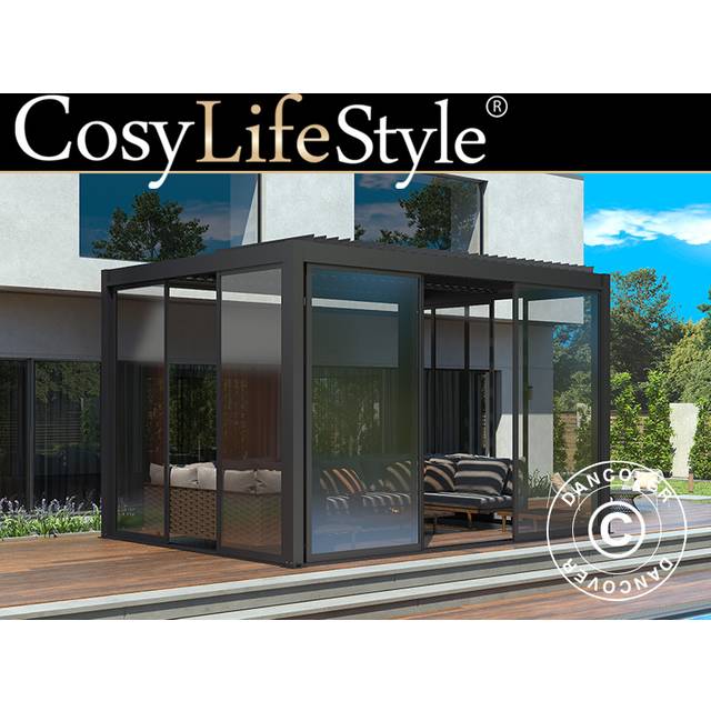 Dancover - Bioclimatic pergola gazebo San Pablo w/sliding doors, 3x4 m,