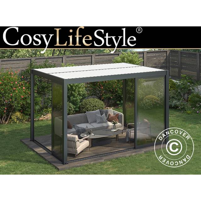 Dancover - Bioclimatic pergola gazebo San Pablo w/sliding doors, 3x4 m,
