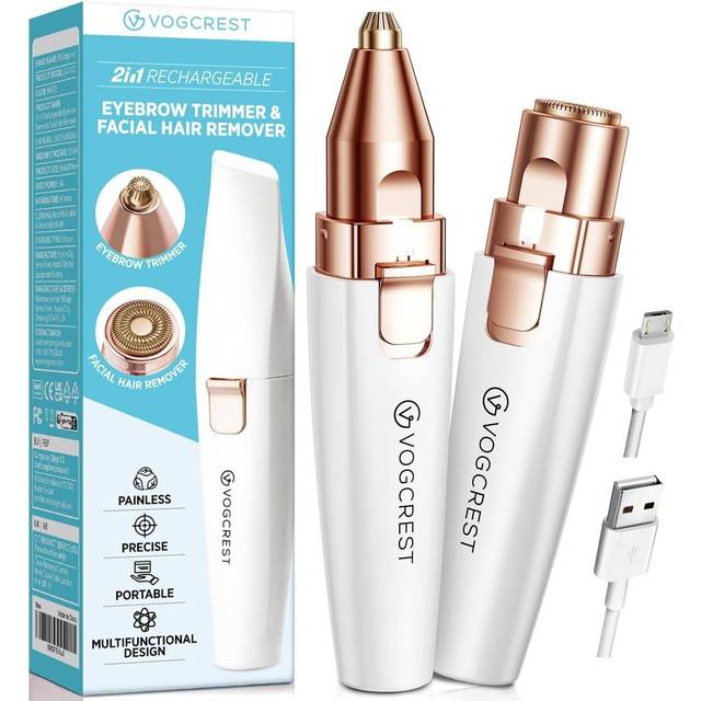 Rechargeable Eyebrow Trimmer & Facial Hair Remover for Women, 2 IN 1 Eyebrow Razor and Painless Hair Remover, Eyebrow Lips Body Facial Hair Removal