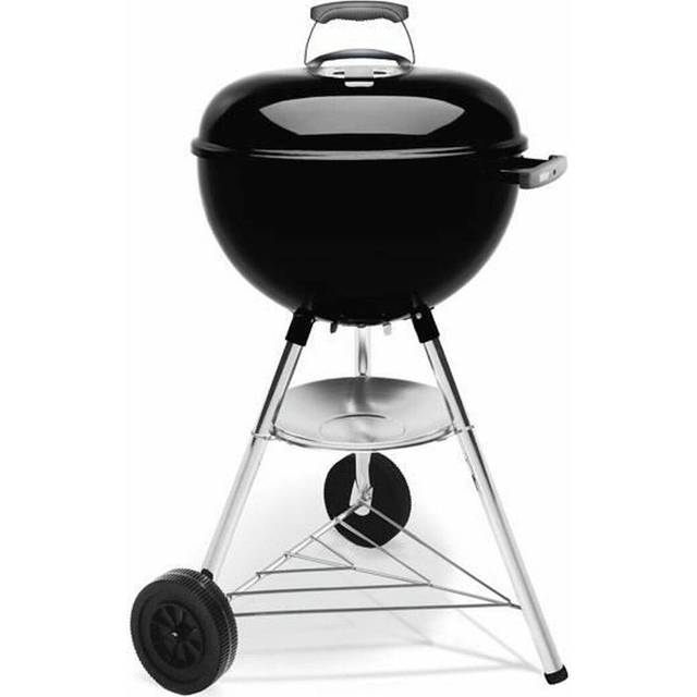 Weber Bar-B-Kettle Kolgrill, Ø 47cm grillyta, BBQ-grill med porslinsemaljerad lock & gryta, trebensställning & hjul, kromad grillgaller - Svart (1231004)