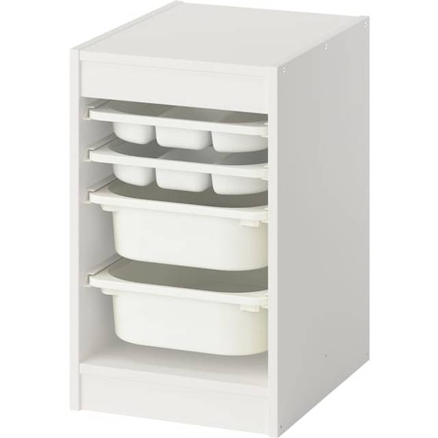 TROFAST Storage combination w boxes/trays, white/white, 34x44x56 cm