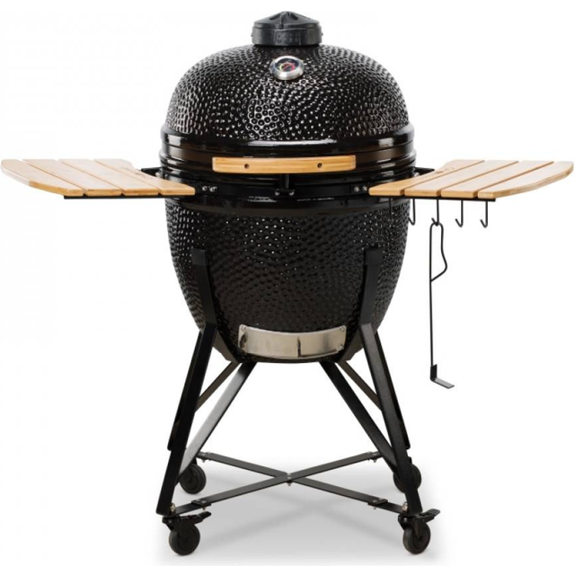 "KAMADO BONO Ceramic BBQ, 23"" Grande, Black I Kamado BBQ Ceramic Grill I Kamado Barbecue with Multifunction Two Zone Grilling System I Portable Ba"