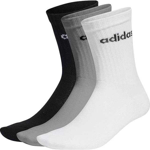 adidas Sportswear Unisex 3 Pack Cushioned Linear Crew Socks - White/Grey, Med Grey Heather/White/Black, Size Xl, Men - XL