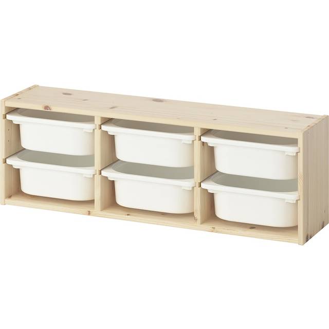TROFAST Wall storage, light white stained pine/white, 93x21x30 cm