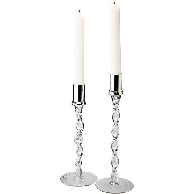 Twist candlestick 2pcs chromed top height 24cm