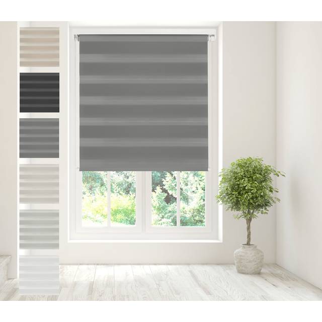 Caecus Day Night Blackout Long Drop Roller Blind Charcoal Grey 210 x 100cm