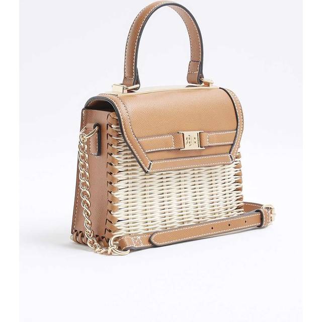 River Island Womens Beige Raffia Mini Tote Cross Body Bag - One Size