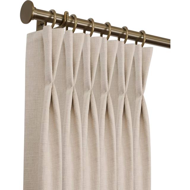 John Lewis Select Classic Curtain Pole with Rings and Disc Finial, Wall Fix, Dia.25mm, Brass Toned