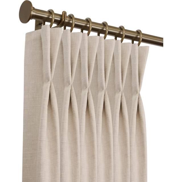 John Lewis Select Classic Curtain Pole with Rings and Disc Finial, Wall Fix, Dia.25mm, Brass Toned