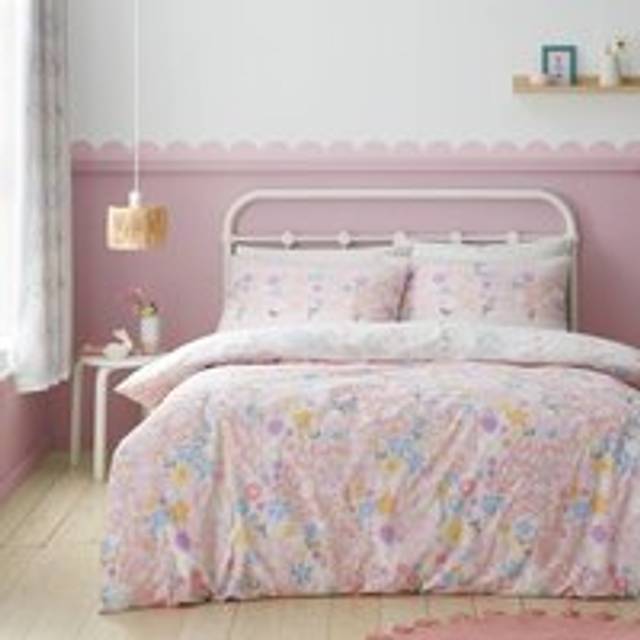 Disney Minnie Mouse & Daisy Duck 100% Cotton Duvet Cover and Pillowcase Set - Pale Pink