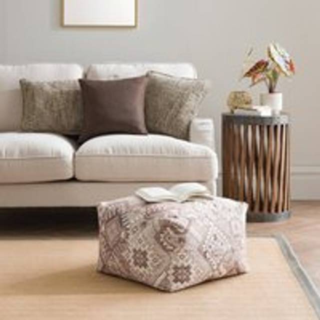 Hester Kilim Cube Pouffe - Natural
