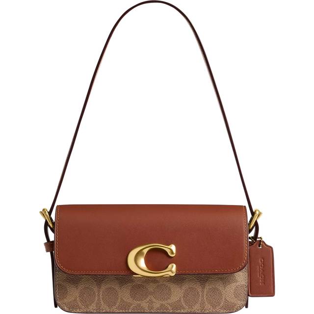 Coach Zoe Coated Canvas & Leather Signature Shoulder Bag, Tan/Beige/Multi