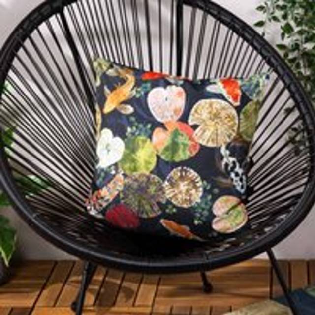 Paoletti Koi Pond Animal Midnight Blue UV and Water-Resistant Outdoor Cushion - Multi