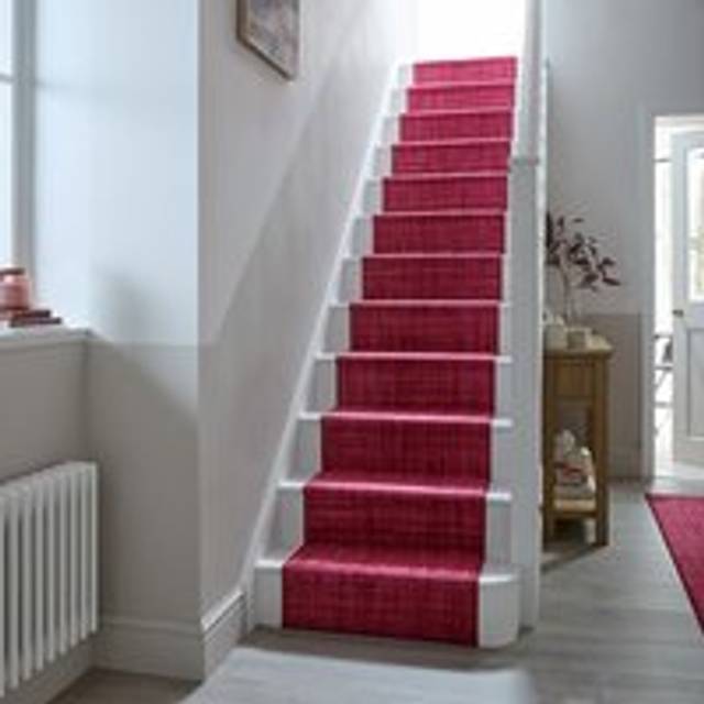 Clifton Boucle Washable Stair Runner - Clifton Burgundy