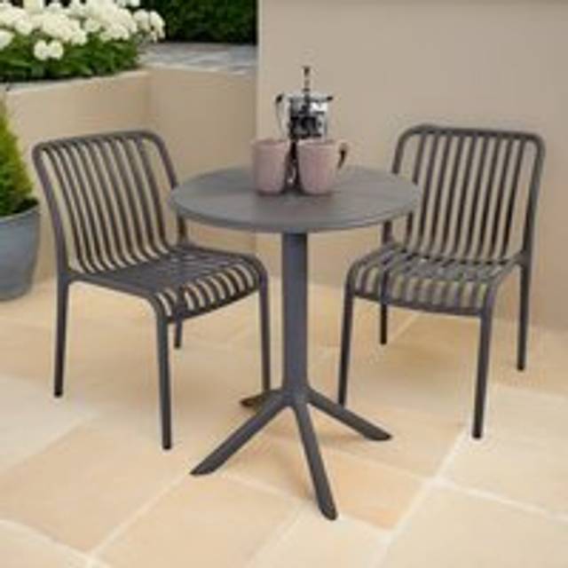 MODURA ANDERS Bistro Table Nickel Grey with 02 MIA Bistro Chair Nickel Grey Set, Black