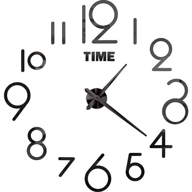 (Black, One size) Wall Clock Modern Design 3d Diy Plastic Frameless Silent Movement Wall Clock For Living Room Jikaix - JXLGV