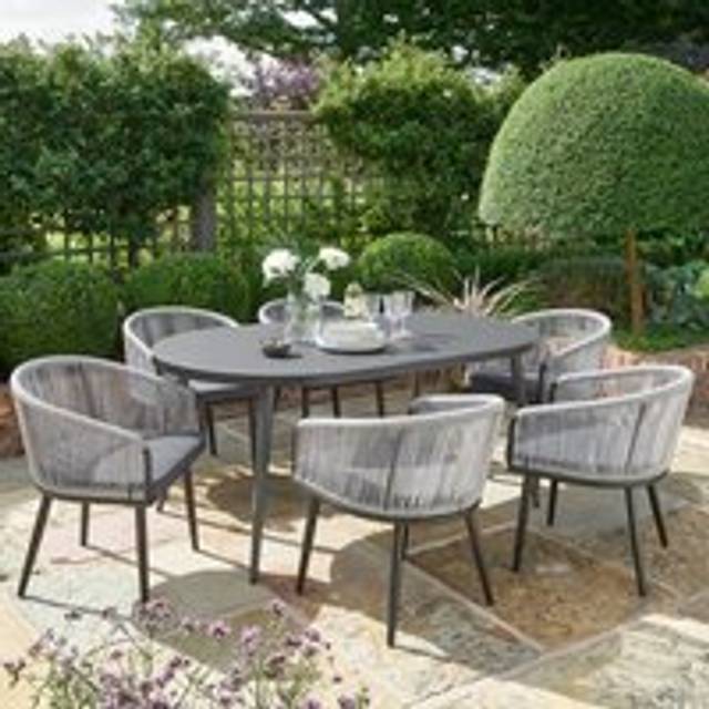 Crescent 6 Seater Dining Set - Grey