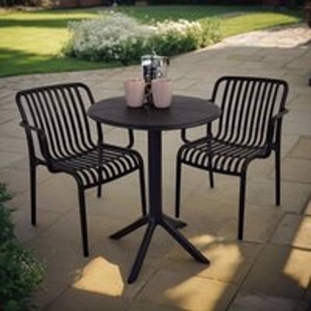 MODURA ANDERS Bistro Table Black with 02 ALMA Armchair Black Set, Black