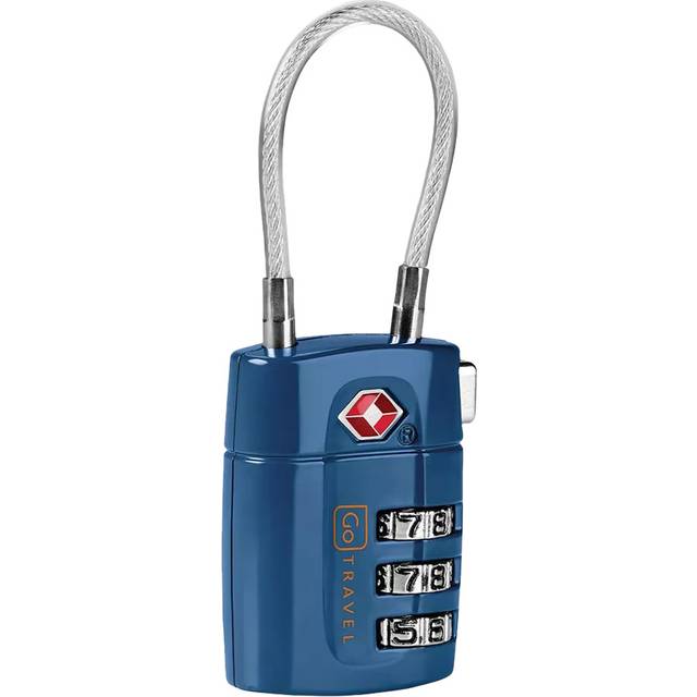 Go Travel TSA Approved Luggage 3-Digit Combination Cable Padlock, Pack of 2, Blue