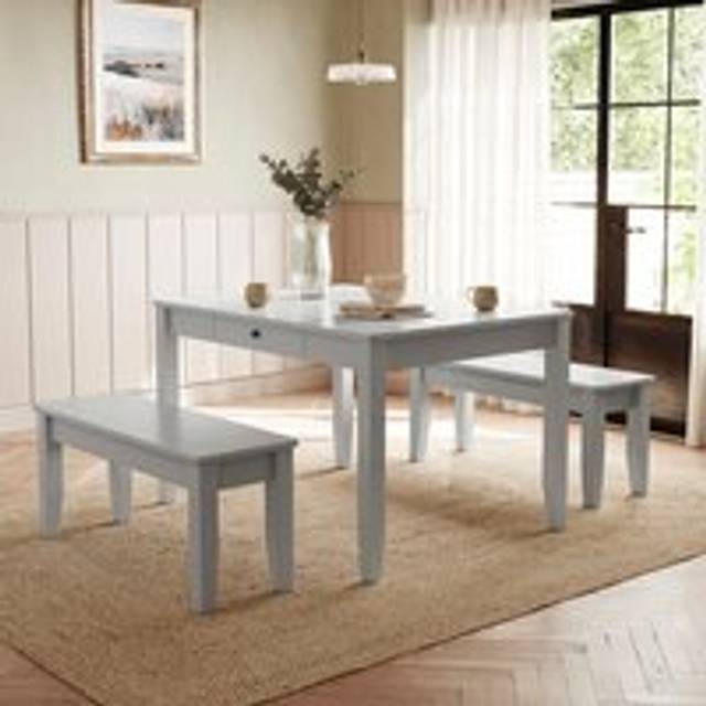 Lynton 4 Seater Dining Table and Bench Set - Grey