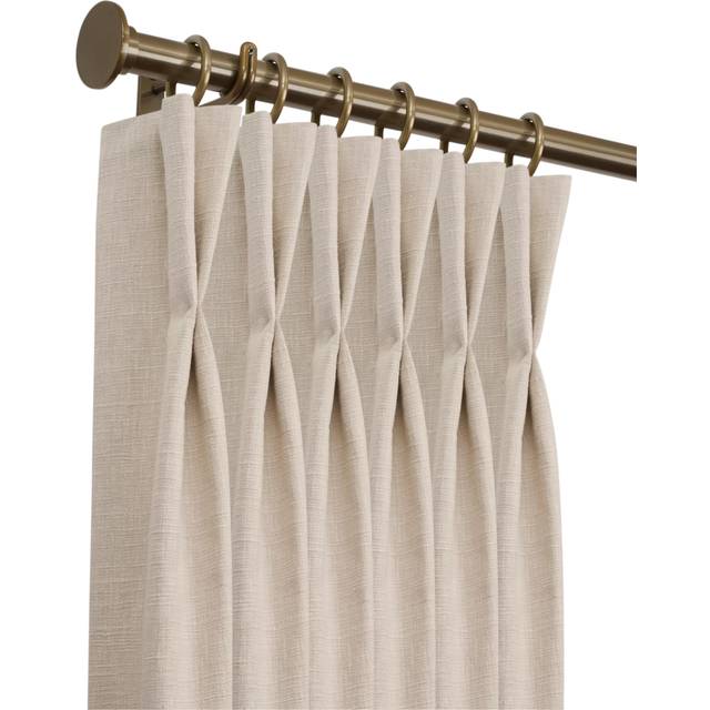 John Lewis Select Classic Curtain Pole with Rings and Disc Finial, Wall Fix, Dia.25mm, Brass Toned