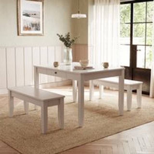 Lynton 4 Seater Dining Table and Bench Set - Natural