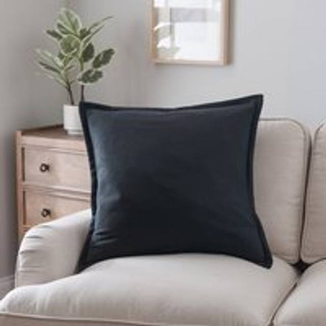 Luna Oxford Edge Square Cushion - Black
