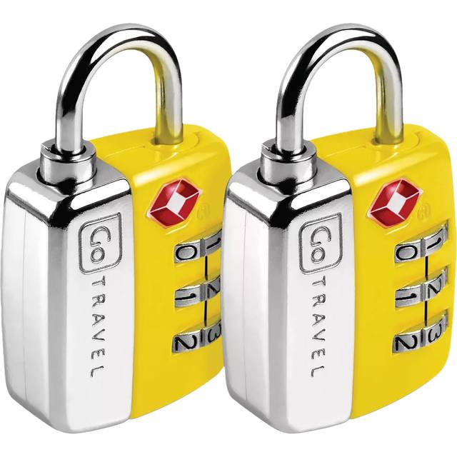 Go Travel TSA Approved Luggage 3-Digit Combination Padlock, Pack of 2, Yellow