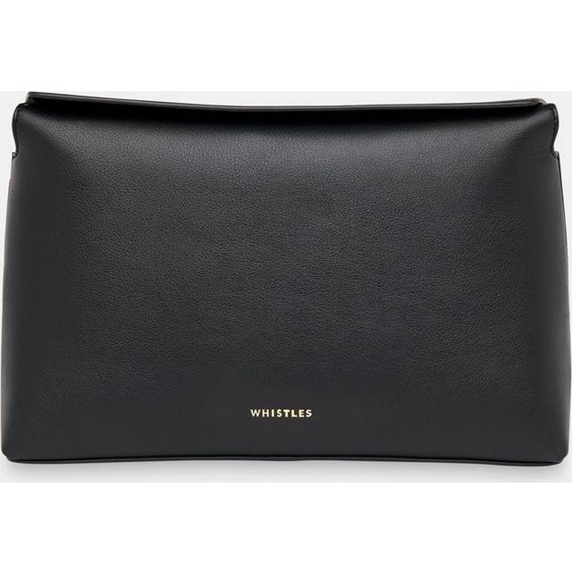 Whistles Fia Fold Top Clutch Bag, Black