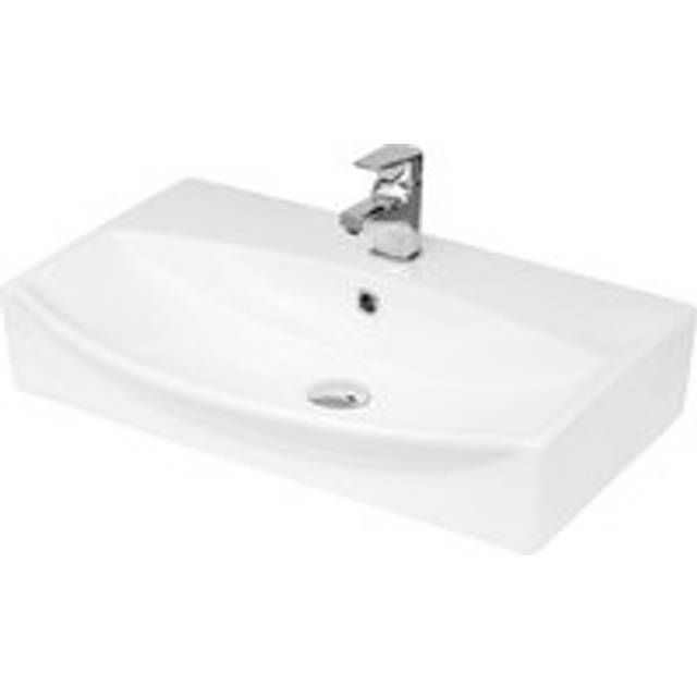 Balterley Modern Bathroom Wall Hung Vessel Basin, Soft Square Design, Contemporary Style, White, 600 mm - One Size