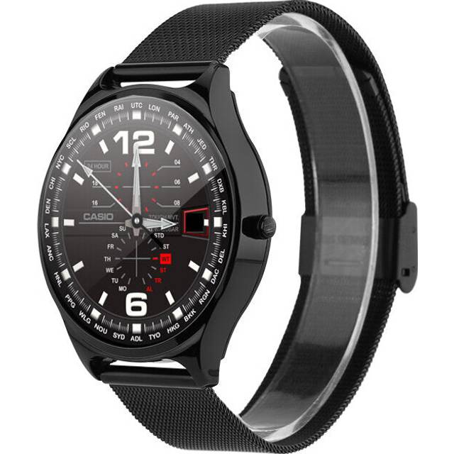 (Black--stainless steel) 1.33 Inch Larger Full Touch Screen RAM 1G Heart Rate Monitor Music Control Weather Smart Watch