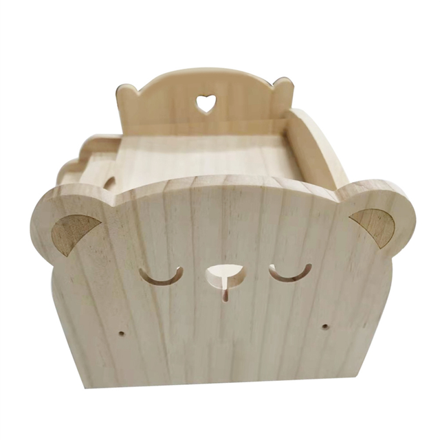 Wooden Play Bed for Dolls Universal Doll DIY Mini Children'S Day Gift(Little Lion)