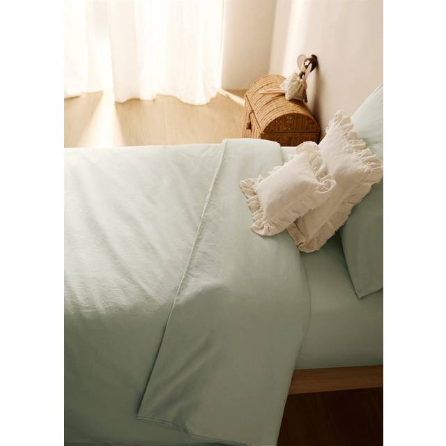 Children's washed cotton double-stitched duvet cover for 90 cm bed aqua green - Home - Single - MANGO HOME - Aqua Green - 150x220cm