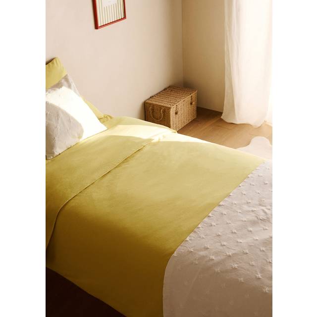 Children's washed cotton double-stitched duvet cover for 90 cm bed mustard - Home - Single - MANGO HOME - Mustard - 150x220cm