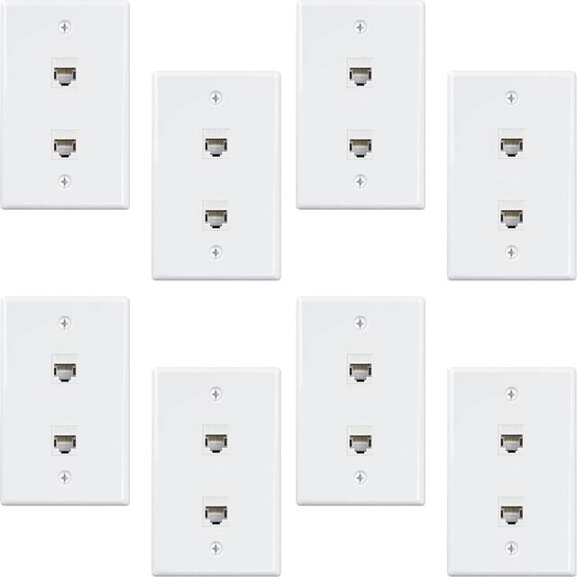 2Pcs 2 Port Ethernet Wall Plate, Cat6 Female to Jack RJ45