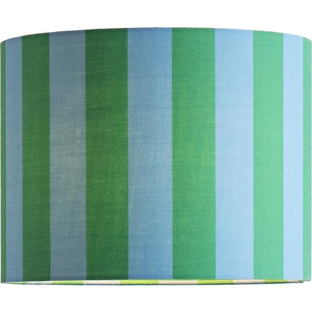 Callie Colour Clash Blue and Green Stripe Fabric Drum Lamp Shade - Multi - Large