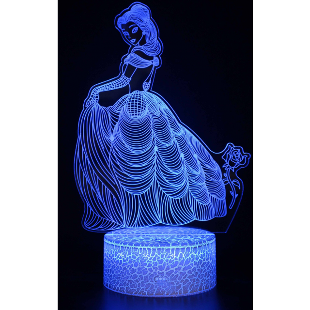 Princess Night Light for Kids Dimmable LED Bedside Lamp 16 Color Changing Night Lamp with Remote Control --- Princess
