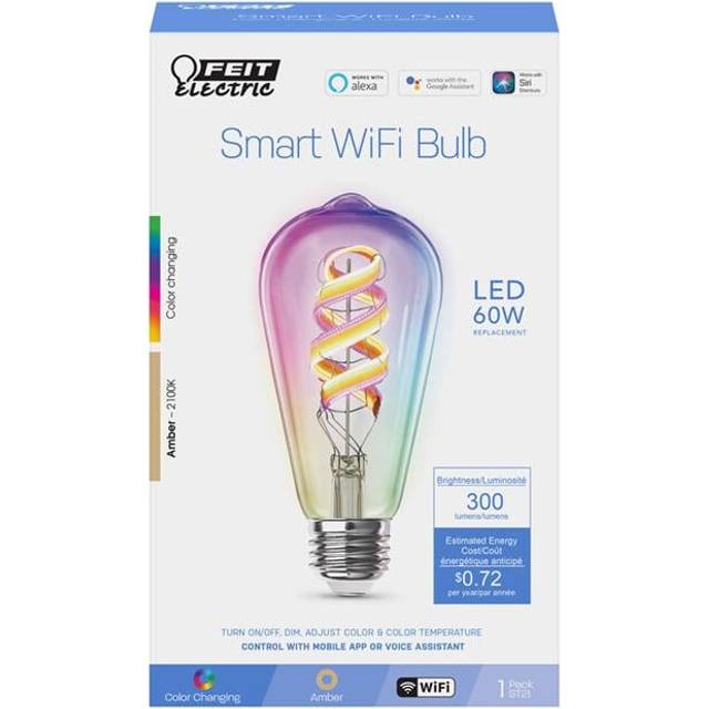 Feit Electric  ST21 E26 Medium LED Smart Bulb Amber 60 watts Equivalence