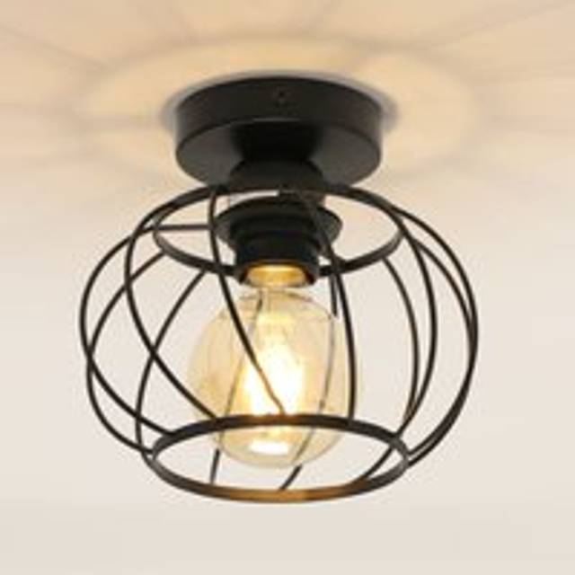 Circular Iron Ceiling Light - Black 18.5x18.5cm - One Size